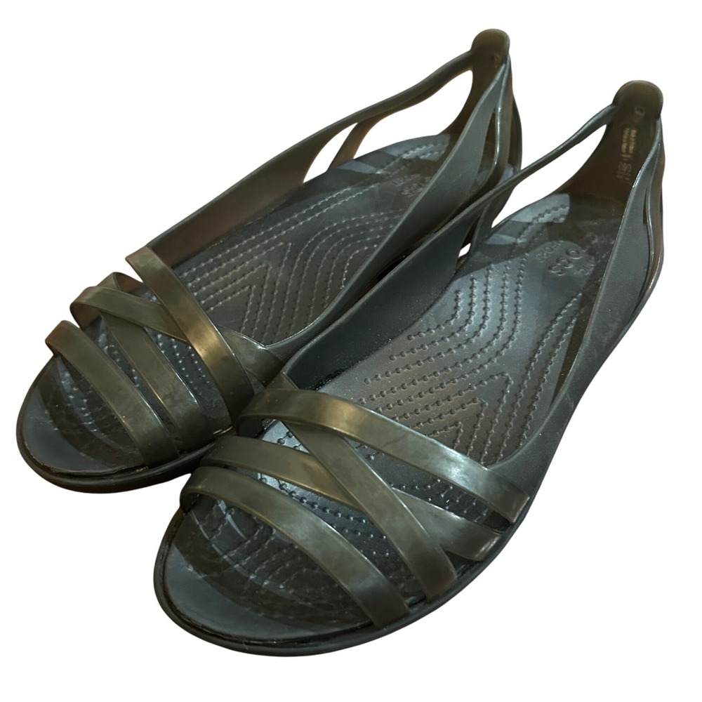 Crocs Isabella Strappy Hurache 2 Sandal Women Black Flat Jelly Shoes 204912 Sz 5
